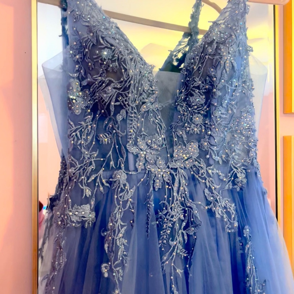 Beautiful Blue Embellished Prom Gown